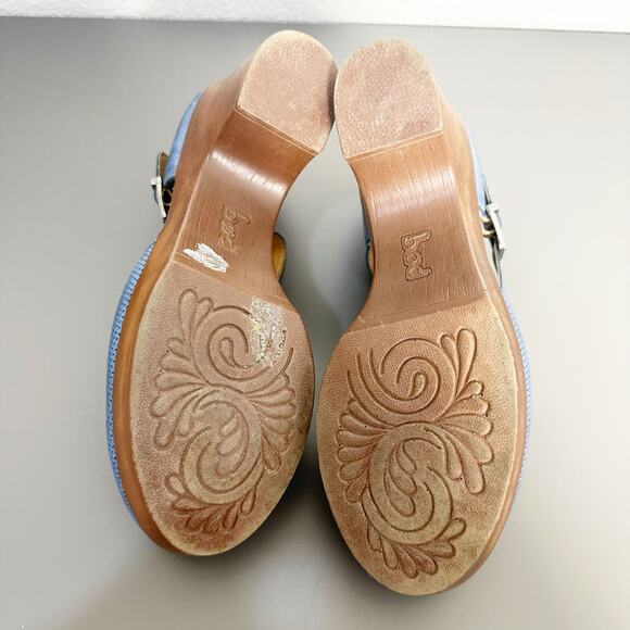 B.O.C. Gia Platform Heeled Mary Jane Clog Blue Perforated Faux Leather Size 10 - Picture 9 of 11